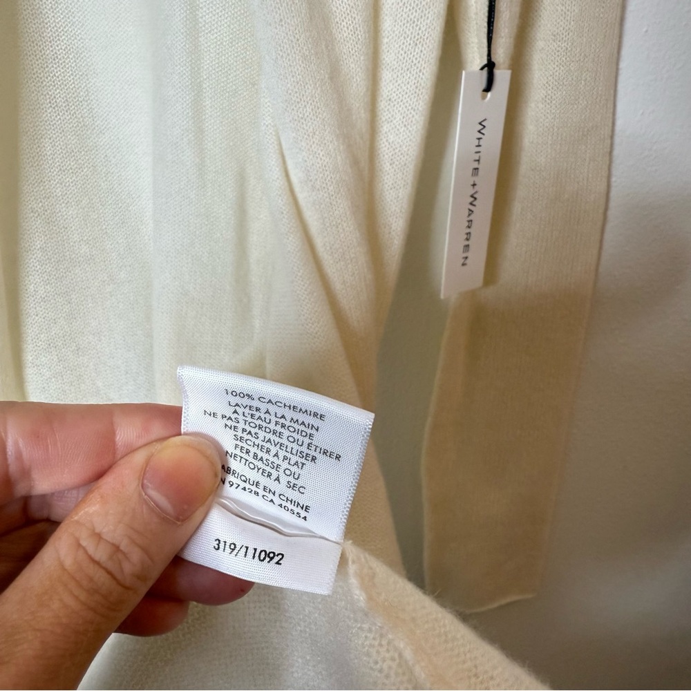 New White + Warren 100% Cashmere Trapeze Cardigan in Pearl White size small - Picture 10 of 13